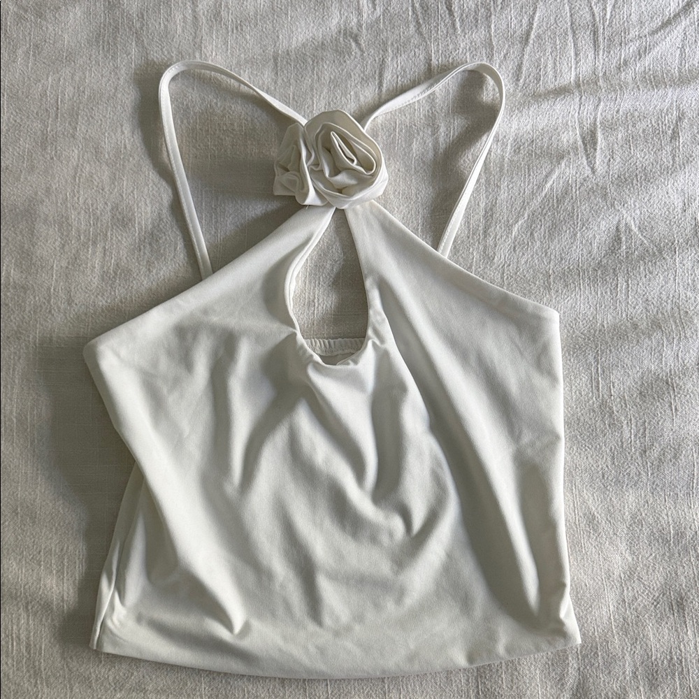 Elegant White Halter Top